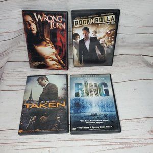 Wrong Turn, Rock N Rolla, Taken & The Ring 4 DVD Bundle Movie Night No Scratches
